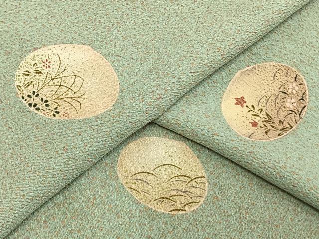 平和屋着物▽小紋 単衣 草花丸文 高島屋扱い 洗える着物 AAAU8713fy