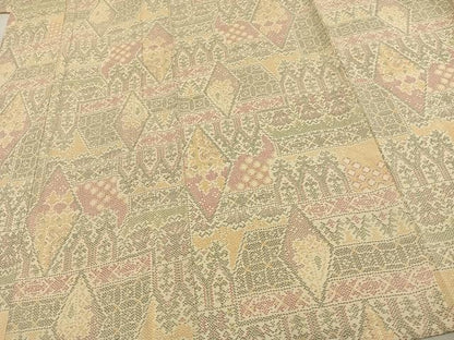 平和屋着物▽お召　単衣　幾何学文様　正絹　逸品　AAAU8715fy