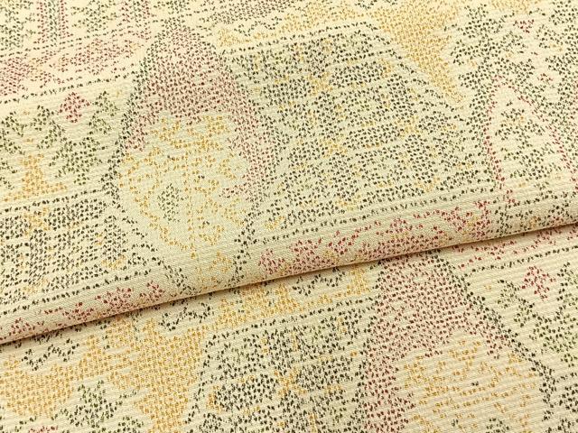 平和屋着物▽お召　単衣　幾何学文様　正絹　逸品　AAAU8715fy