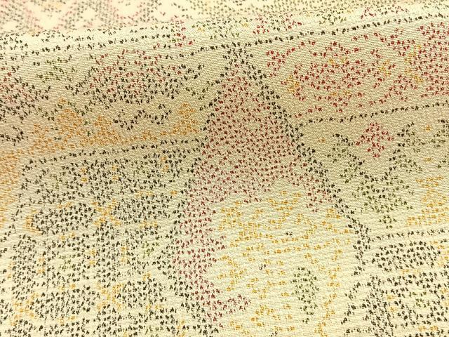 平和屋着物▽お召　単衣　幾何学文様　正絹　逸品　AAAU8715fy