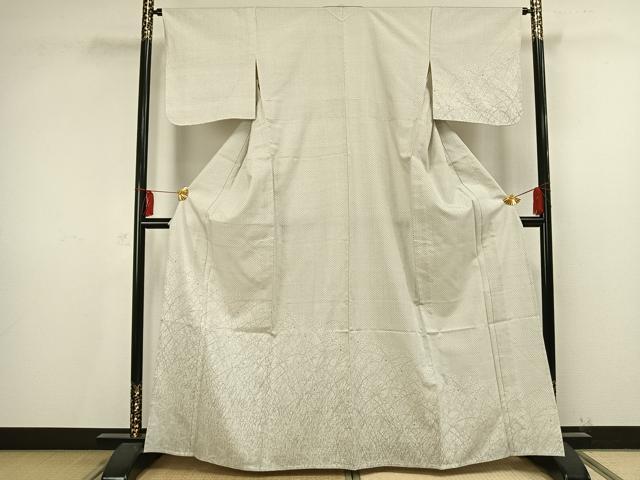 平和屋着物▽訪問着 単衣 紬地 幾何学文様 正絹 逸品 未使用 AAAU8716fy
