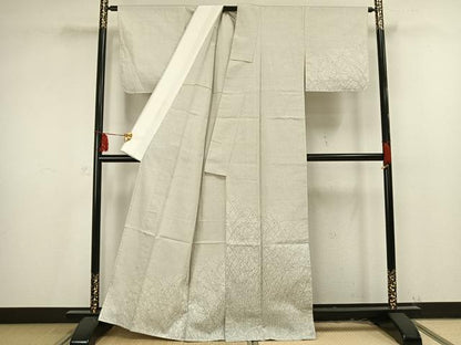 平和屋着物▽訪問着 単衣 紬地 幾何学文様 正絹 逸品 未使用 AAAU8716fy