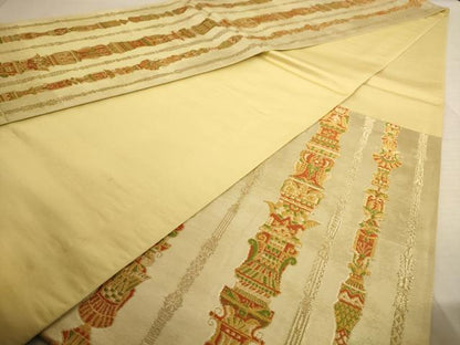 平和屋着物◎六通柄袋帯 唐織 花間道 金糸 正絹 逸品 AAAU8891dt