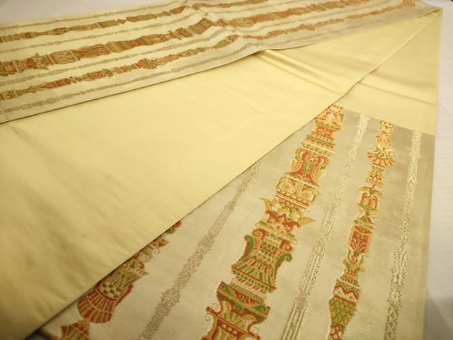 平和屋着物◎六通柄袋帯 唐織 花間道 金糸 正絹 逸品 AAAU8891dt