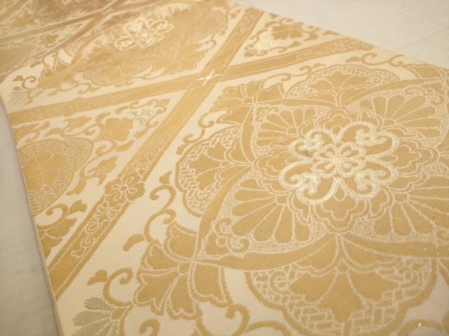 平和屋着物◎六通柄袋帯 天井花文 金糸 正絹 逸品 AAAU8897dt