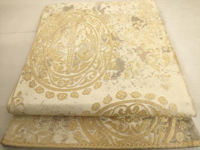 平和屋着物◎六通柄袋帯 鳥獣文 金糸 正絹 逸品 AAAU8901dt