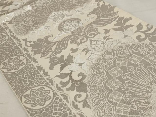 平和屋着物◎六通柄袋帯 更紗花文 正絹 逸品 AAAU9310st