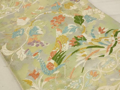平和屋着物◎六通柄袋帯 唐織 葡萄 雉 正絹 逸品 AAAU9322st