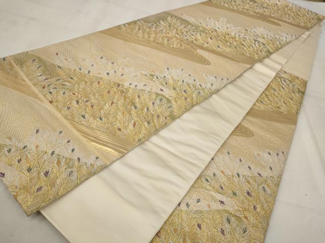平和屋着物◎六通柄袋帯　流水寿松文　金銀糸　正絹　逸品　AAAU9338st