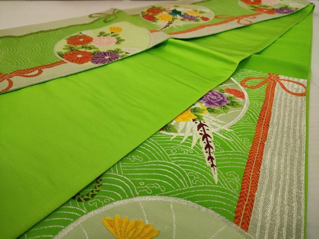 平和屋着物◎六通柄袋帯 花鳥丸文 金銀糸 正絹 逸品 AAAU9367dt