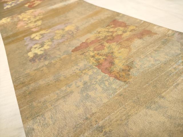 平和屋着物◎六通柄袋帯　霞色紙文　金糸　正絹　逸品　AAAU9372dt
