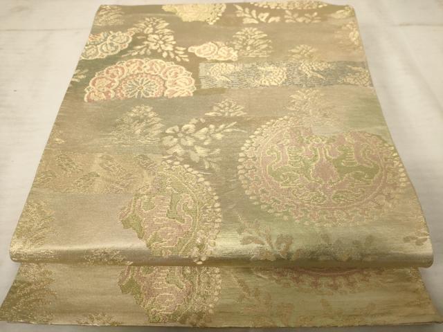 平和屋着物◎六通柄袋帯 名物裂 金糸 正絹 逸品 AAAU9378dt