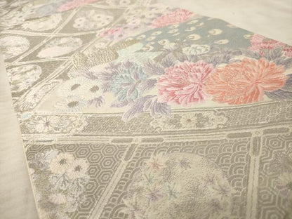 平和屋着物◎六通柄 京袋帯 天平花鳥華文 正絹 逸品 AAAU9389dt