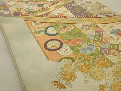 平和屋着物◎太鼓柄袋帯 唐織 吉祥花文 金糸 正絹 逸品 AAAU9747ou