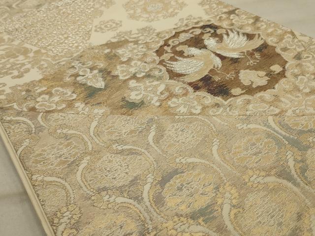 平和屋着物◎六通柄袋帯 唐織 花鳥文 銀糸 正絹 逸品 AAAU9750ou