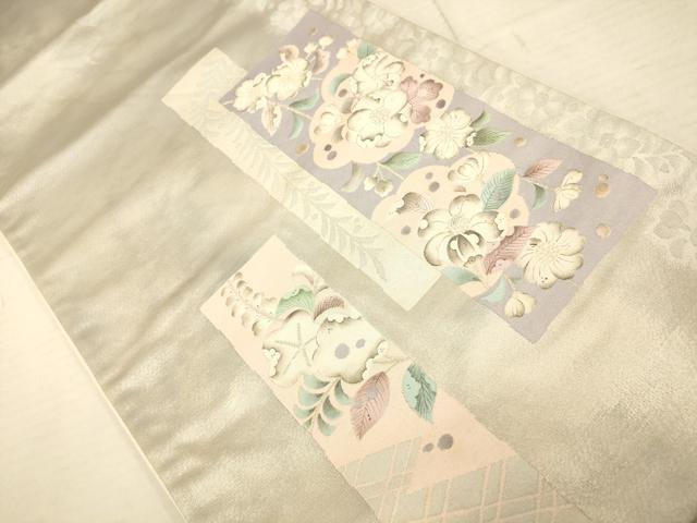 平和屋着物◎太鼓柄袋帯 辻が花 銀糸 正絹 逸品 AAAU9804fw