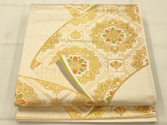 平和屋着物◎六通柄袋帯 正倉院花天井熨斗文 金糸 正絹 逸品 AAAU9816fw