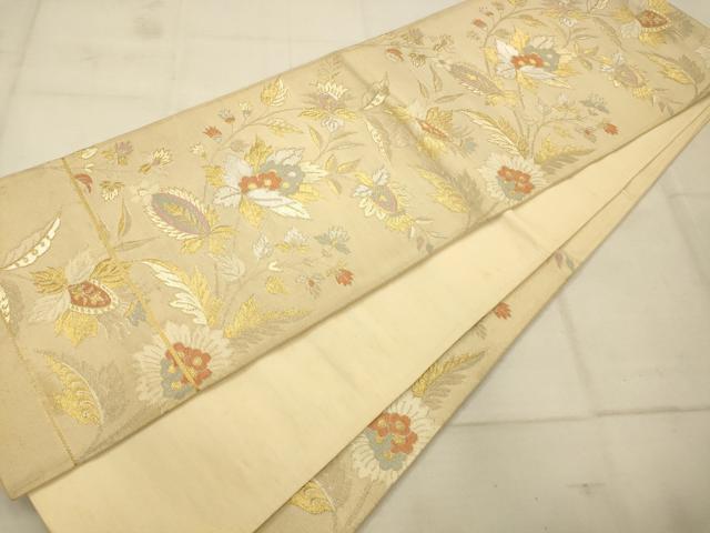 平和屋着物◎六通柄袋帯　更紗花文　金銀糸　正絹　逸品　AAAU9820fw