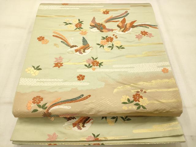 平和屋着物◎六通柄袋帯 唐織 鳳凰枝花文 金糸 三越扱い 正絹 逸品 AAAU9840fw