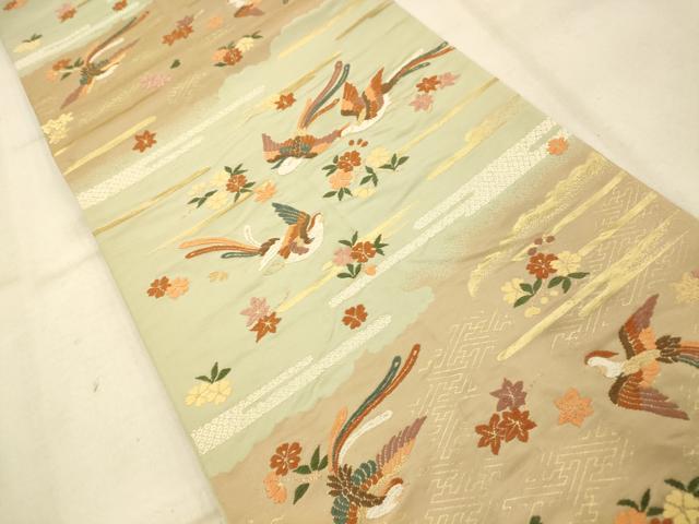 平和屋着物◎六通柄袋帯 唐織 鳳凰枝花文 金糸 三越扱い 正絹 逸品 AAAU9840fw