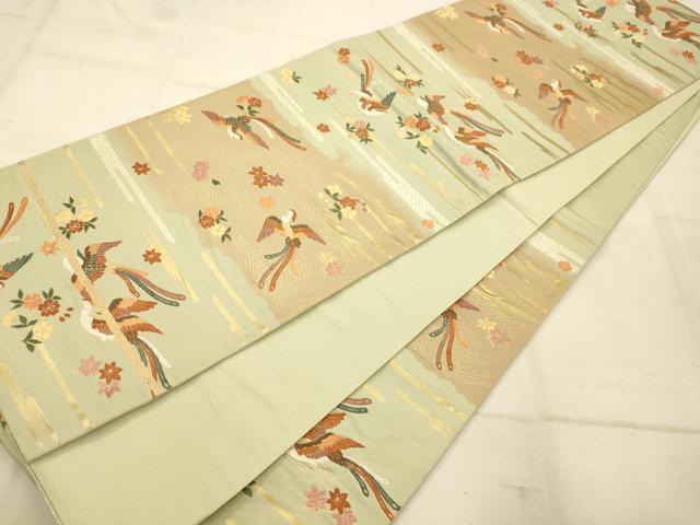 平和屋着物◎六通柄袋帯 唐織 鳳凰枝花文 金糸 三越扱い 正絹 逸品 AAAU9840fw