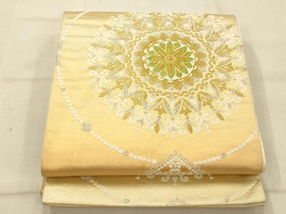 平和屋着物◎六通柄袋帯 唐織 正倉院花文 金銀糸 正絹 逸品 AAAU9849fw