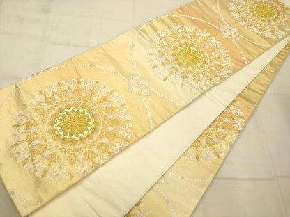 平和屋着物◎六通柄袋帯 唐織 正倉院花文 金銀糸 正絹 逸品 AAAU9849fw
