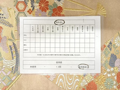 平和屋着物◎六通柄袋帯 唐織 扇面花文 金糸 正絹 逸品 AAAU9881yx