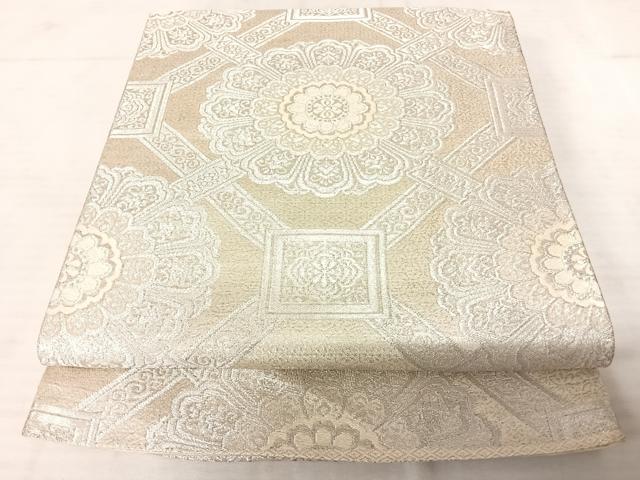 平和屋着物◎六通柄袋帯 唐織 更紗花文 銀糸 正絹 逸品 AAAU9893yx