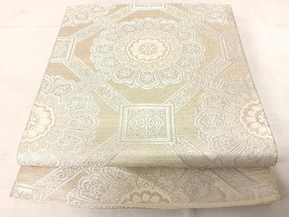 平和屋着物◎六通柄袋帯 唐織 更紗花文 銀糸 正絹 逸品 AAAU9893yx
