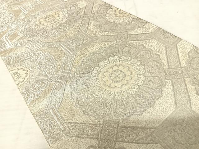 平和屋着物◎六通柄袋帯 唐織 更紗花文 銀糸 正絹 逸品 AAAU9893yx