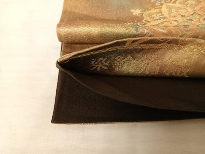 平和屋着物◎六通柄袋帯 染絵箔織 正倉院花文 正絹 逸品 AAAU9982yx