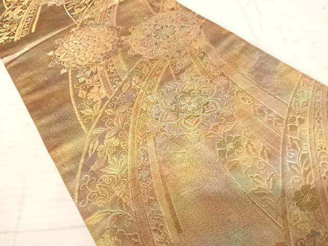 平和屋着物◎六通柄袋帯 染絵箔織 正倉院花文 正絹 逸品 AAAU9982yx