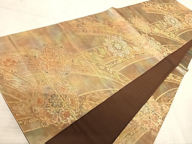 平和屋着物◎六通柄袋帯 染絵箔織 正倉院花文 正絹 逸品 AAAU9982yx