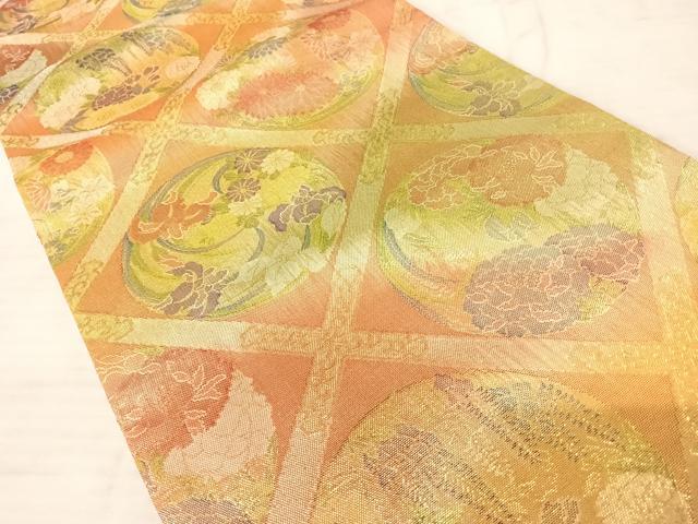 平和屋着物◎佐賀錦 六通柄袋帯 天井花文 銀糸 正絹 逸品 AAAU9992yx