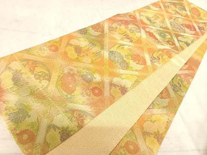 平和屋着物◎佐賀錦 六通柄袋帯 天井花文 銀糸 正絹 逸品 AAAU9992yx