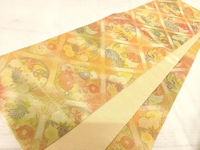 平和屋着物◎佐賀錦 六通柄袋帯 天井花文 銀糸 正絹 逸品 AAAU9992yx