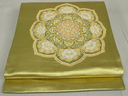 平和屋着物◎太鼓柄袋帯 唐織 正倉院花文 金銀糸 正絹 逸品 AAAV0975gw