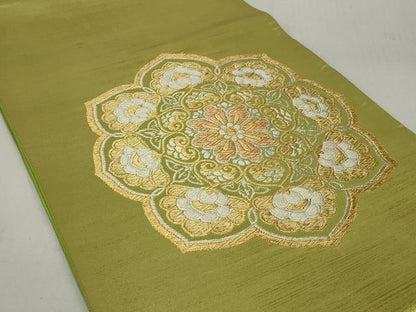 平和屋着物◎太鼓柄袋帯 唐織 正倉院花文 金銀糸 正絹 逸品 AAAV0975gw
