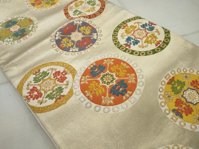 平和屋着物◎六通柄袋帯　唐織　花丸文　金銀糸　正絹　逸品　AAAV1164nf