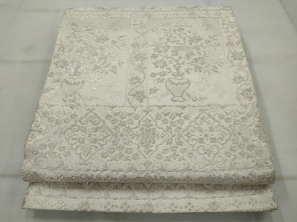 平和屋着物◎六通柄袋帯 横段花文 銀糸 正絹 逸品 AAAV1171nf