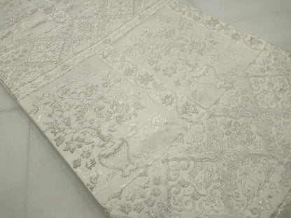 平和屋着物◎六通柄袋帯 横段花文 銀糸 正絹 逸品 AAAV1171nf