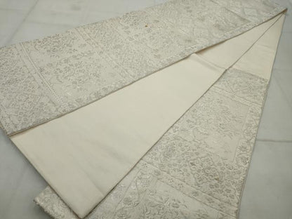 平和屋着物◎六通柄袋帯 横段花文 銀糸 正絹 逸品 AAAV1171nf