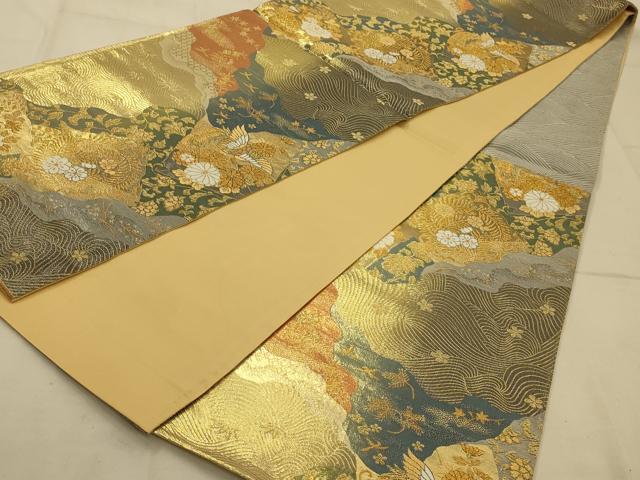 平和屋着物◎六通柄袋帯　唐織　花鳥文　金糸　正絹　逸品　AAAV1601ou