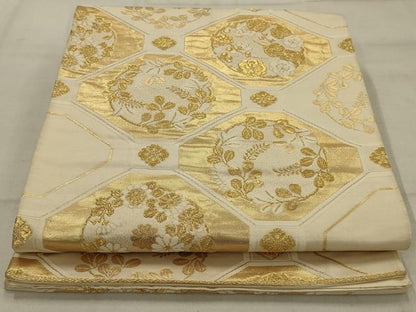 平和屋着物◎六通柄袋帯 唐織 蜀江花文 金糸 正絹 逸品 AAAV1609ou