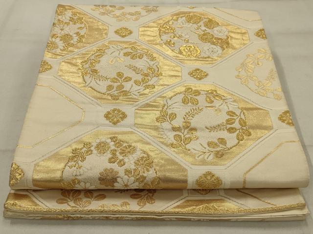 平和屋着物◎六通柄袋帯 唐織 蜀江花文 金糸 正絹 逸品 AAAV1609ou