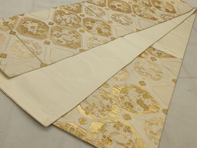 平和屋着物◎六通柄袋帯 唐織 蜀江花文 金糸 正絹 逸品 AAAV1609ou