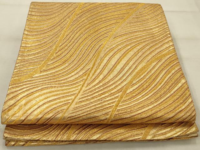 平和屋着物◎佐賀錦　全通柄袋帯　流水文　金糸　正絹　逸品　AAAV1616ou