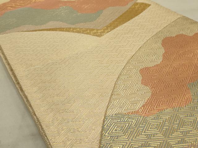 平和屋着物◎佐賀錦 六通柄袋帯 地紙重ね文 金糸 正絹 逸品 AAAV1623ou