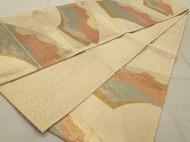 平和屋着物◎佐賀錦 六通柄袋帯 地紙重ね文 金糸 正絹 逸品 AAAV1623ou